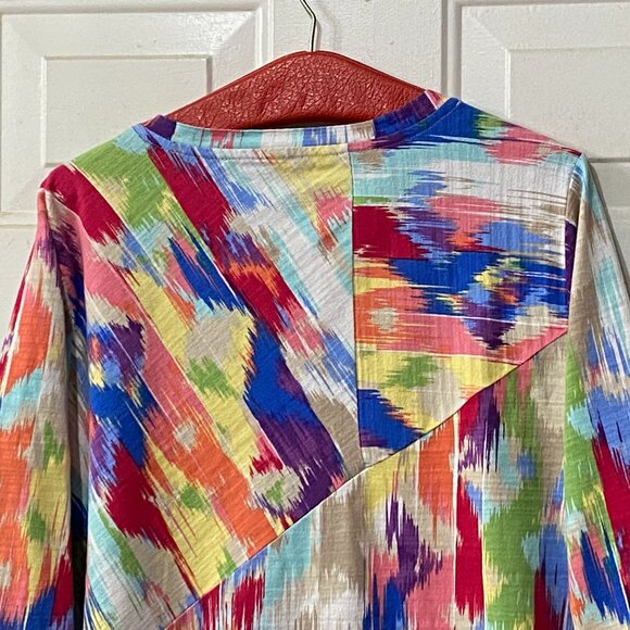 NEW Westbound Sz 2X Womens Knit Tunic 3/4 Sleeve Multicolor Abstract Cotton - Picture 5 of 7